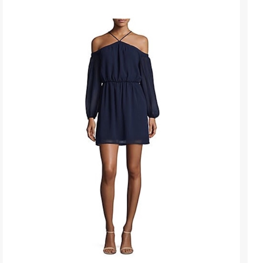 Wayf Navy halter & Bardot dress, size small